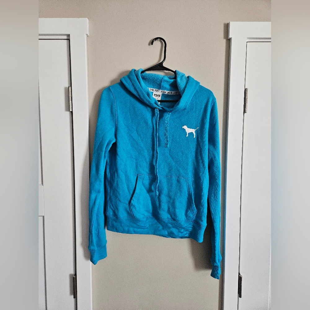 PINK VS small blue black long sleeve sweater hoodie comfy comfort lounge wear
